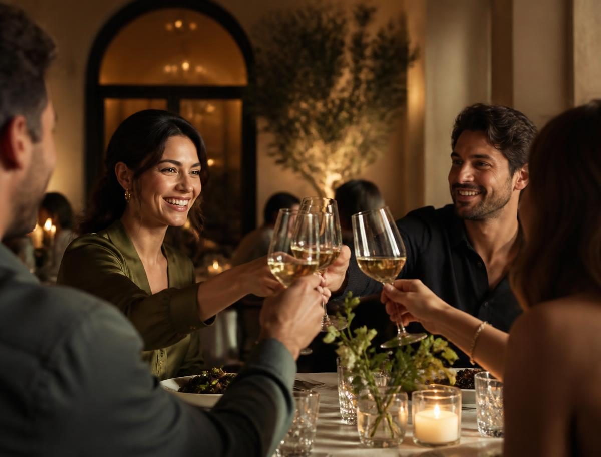 Guests raising a toast at The Glasshouse restaurant in Windlesham