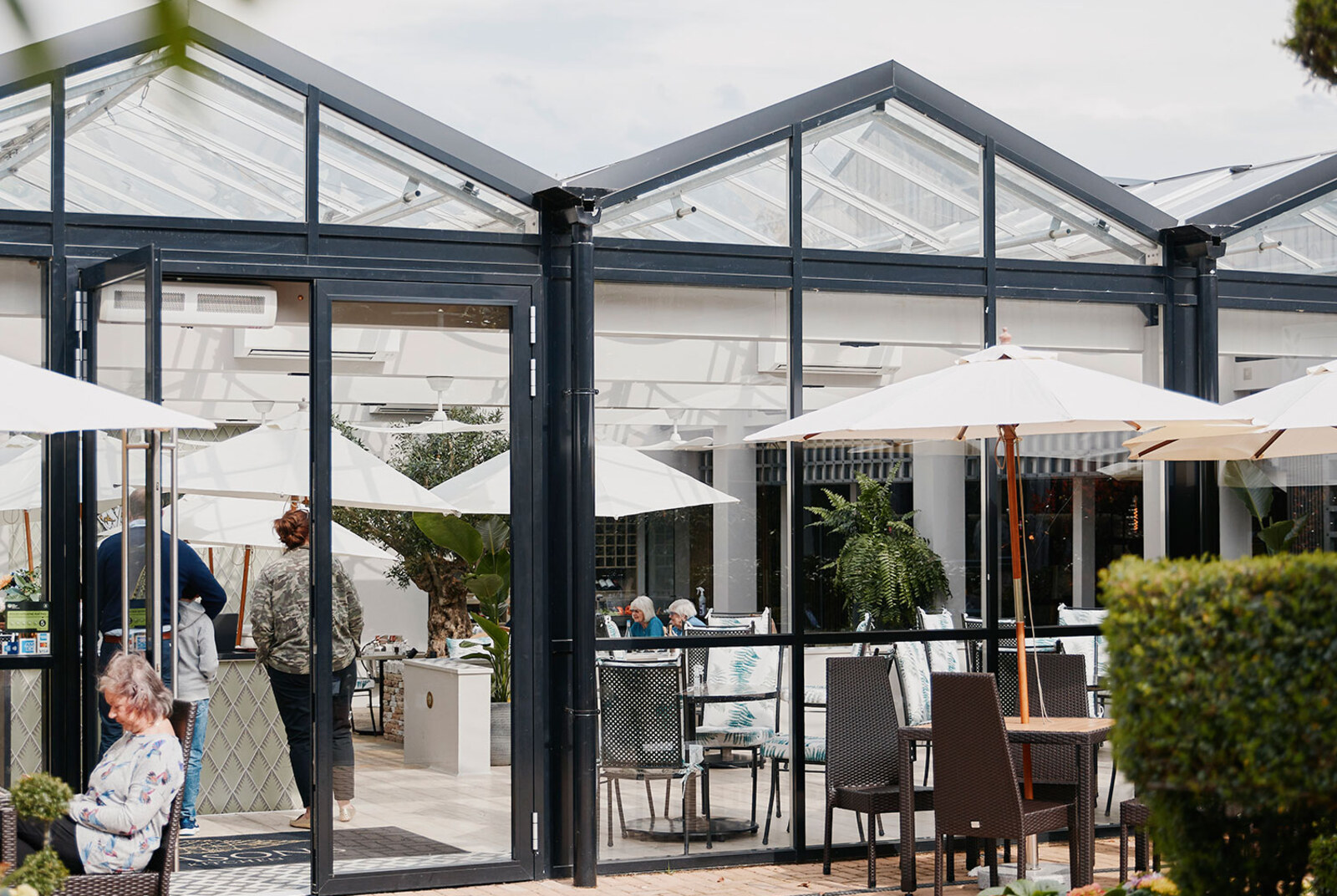 The Glasshouse Restaurant entrance at Lavershot Barns, Windlesham